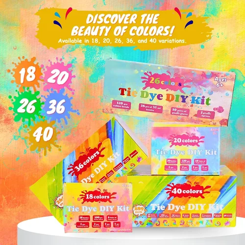Vista 6 de Kit de teñido anudado para niños y adultos, juego completo de teñido anudado con polvo de teñido anudado en paquetes de recambio de teñido anudado