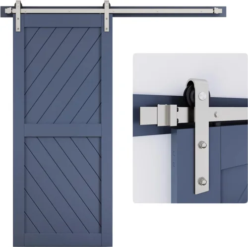 Vista 8 de EaseLife Kit de Rieles de Hardware de 5 Pies para Puerta Corredera de Granero de Níquel Cepillado, Polea J Básica, Trabajo Pesado, Se Desliza Suave
