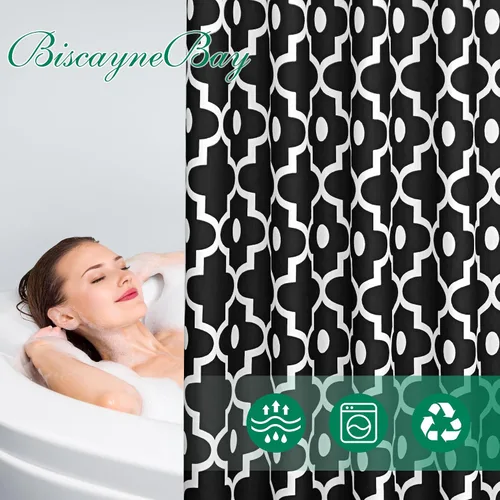 Vista 4 de Biscaynebay - Cortinas de tela texturizada a cuadros para baño