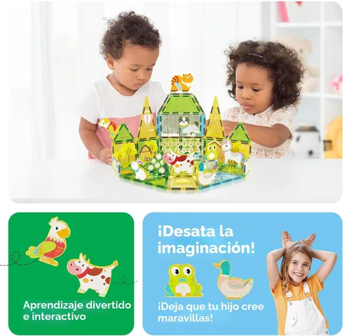 Vista 5 de PicassoTiles 8 figuras magnéticas de animales de granja, complemento de 8 Animales de granja