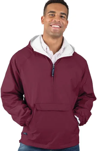 Vista 18 de Charles River Apparel Jersey clásico a rayas unisex, cortavientos resistente al agua para hombres y mujeres Negro