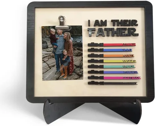 Vista 2 de Letrero personalizado con texto en inglés "I Am Their Father" para el Día del Padre, regalos para papá, marco de fotos personalizado, nombres
