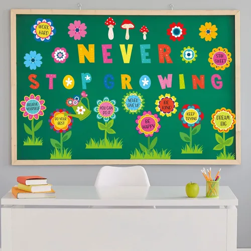 Vista 5 de Funrous 90 piezas de decoración de tablón de anuncios Never Stop Growing para verano, primavera, decoración temática de aula, juego de tableros