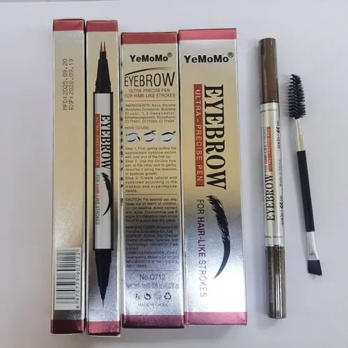 Vista 8 de Lápiz de cejas de doble punta, delineador de cejas impermeable 2 en 1 con tenedor ultrafino y punta de precisión, 5 tonos naturales de marrón claro