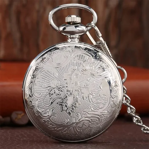 Vista 5 de Reloj de bolsillo clásico para hombre, relojes de bolsillo con cadena para hombres