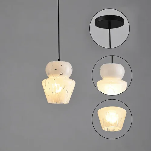 Vista 5 de Lámpara colgante industrial con pantalla de cristal, color negro mate, iluminación colgante ajustable estilo retro industrial, luz colgante, lámpara
