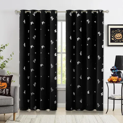 Vista 16 de Jubilantex - Cortinas opacas con diseño de mariposa dorada, 80 % rosa bebé Cortinas opacas 80% rosa lavanda/rosa bebé, estampado de mariposa
