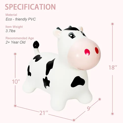 Vista 2 de INPANY Juguetes Saltarines de Vaca de Animales de Granja para Regalos de Niña de 2 Años, Montable Saltarín de Toro para Niños Pequeños, Caballo