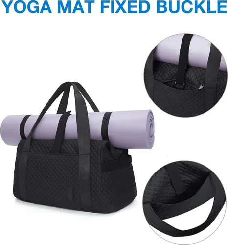 Vista 4 de Bolsa de lona de viaje, bolsa de gimnasio BAGSMART para mujer, bolsa de fin de semana, bolsa de transporte grande para toda la noche, Negro, L