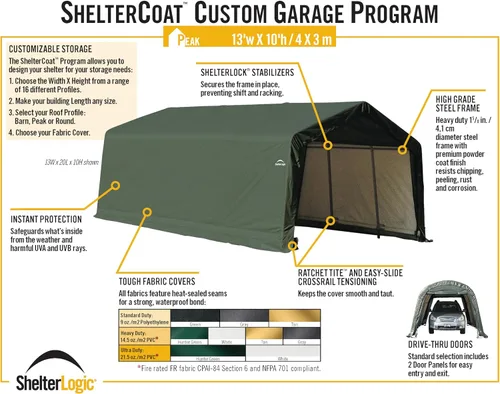 Vista 8 de 73432 carpa con estilo en punta ShelterLogic en gris, 12' x 20' x 10', Verde