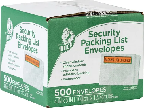 Vista 3 de Duck Brand Security View Sobres de lista de embalaje, 5.5 x 4.5 pulgadas, 500 unidades (394742)