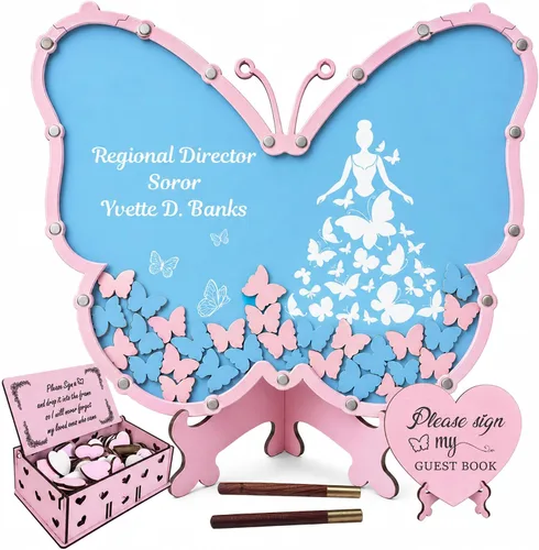 Vista 15 de Alternativa personalizada de libro de invitados con mariposas, libro de invitados para quinceañera, libro de invitados con mariposas para cumpleaños