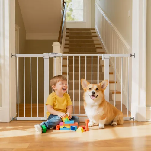 Vista 19 de Mumeasy Puerta de bebé extra ancha de 29.7 a 51 pulgadas para escaleras, puerta para perros de interior extra larga para puertas, puerta para niños