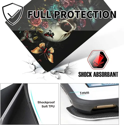 Vista 109 de Funda para tablet Fire 7 (12ª generación, versión 2022), delgada, a prueba de golpes, delgada, de piel sintética, con función de apagado/encendido