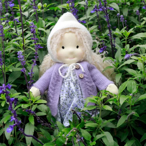 Vista 8 de BlissfulPixie Muñeca Waldorf hecha a mano, conejito de 12 pulgadas, muñeca de trapo suave con bonito peluche, ideal para bebés y niños pequeños