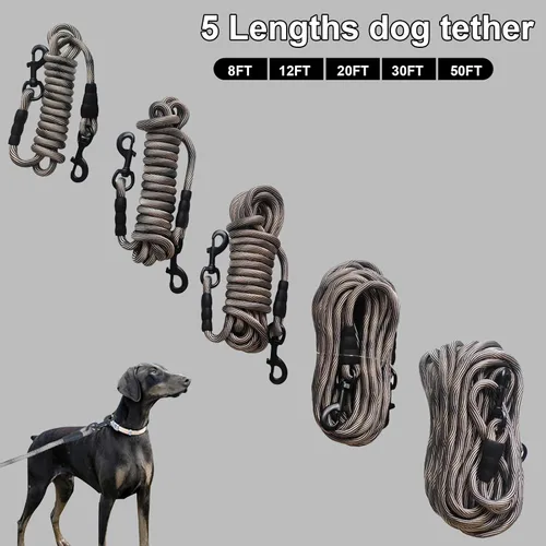 Vista 6 de BTINESFUL Correa de Amarre para Perro, Cuerda de Control Correa de Cuerda Larga, 8ft 12ft 20ft 30ft 50ft 75ft Correa para Perros de Patio - Perros