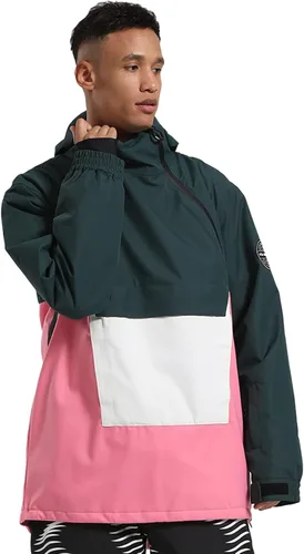 Vista 2 de GSOU SNOW Chaqueta de snowboard para hombre y mujer, chaqueta de esquí para hombre, snowboard, esquí, esquí, hombre, impermeable, cálida