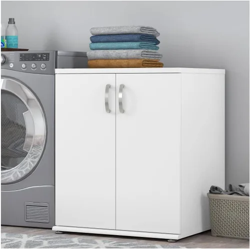 Vista 2 de Bush Business Furniture - Armario de almacenamiento universal para lavadero con puertas y estantes en color blanco