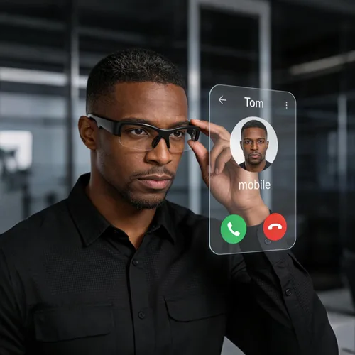 Vista 7 de 5BC gafas de seguridad Bluetooth para trabajo, audio inteligente, gafas con auriculares y micrófono, lente transparente