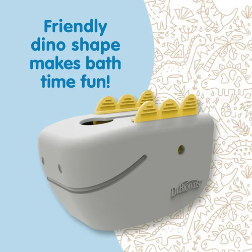 Vista 6 de Dr. Brown's CleanUp Dino-Soft - Cubierta de boquilla de baño para bebé, suave y segura en el grifo de la bañera, seguridad para la bañera para niños