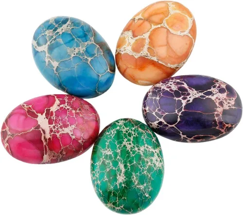 Vista 8 de rockcloud, piedras ovales semi-preciosas de sedimento marino (Jaspe del Mar) para hacer joyas