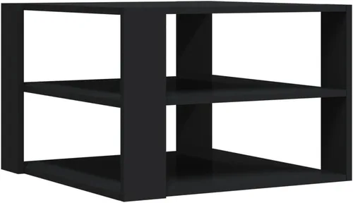 Vista 3 de mesa de Centro para sala Mesas de centro negro 23.4 x 23.4 x 15.7 pulgadas, madera de ingeniería, adecuada para salas de estar, balcones