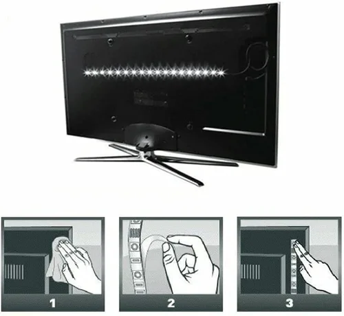 Vista 7 de ausuky Tira de luz LED USB de 5 V, lámpara de retroiluminación de TV blanca, cable de cinta flexible autoadhesiva (blanco cálido, 19.7 in, 30 leds)