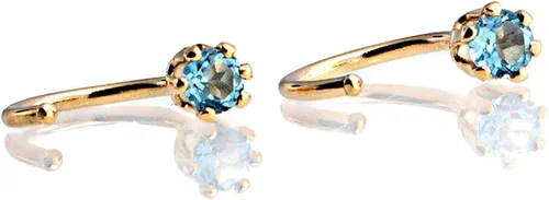 Vista 36 de Half Huggie Birthstone Gold Hoop Earrings for Women Tiny Cartilage Stud Piercing Earring Hypoallergenic Earring Screw Back Dainty Hug