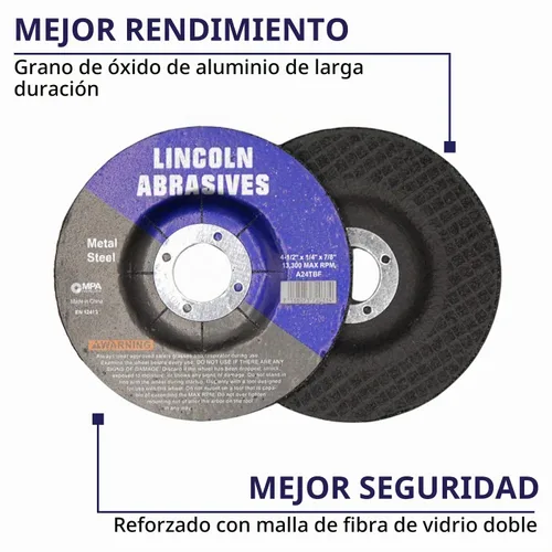 Vista 3 de Paquete de 10 muelas abrasivas de 4.5" x 1/4" x 7/8" para metal