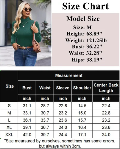 Vista 6 de Ekouaer Camisas de cuello alto para mujer, de manga larga, suéter de punto acanalado, camisetas térmicas, ligeras, tallas S-XXL