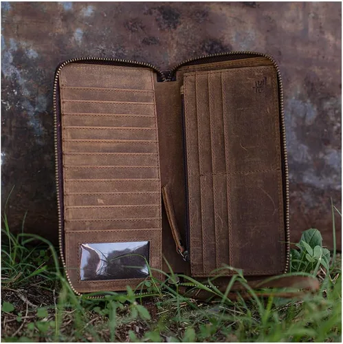 Vista 4 de STS Ranchwear Womens Bentley Distressed Brown Cowhide Zip Around Wallet