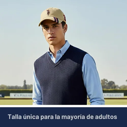 Vista 5 de Concept One US Polo Assn. Dad - Gorra de béisbol ajustable con logotipo de caballo bordado con rayas diagonales Caqui