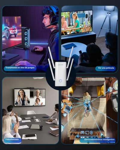 Vista 5 de WAVLINK Extensor WiFi 6 AX3000 - Extensor de Internet Amplificador WiFi con 5 Antenas de Alta Ganancia y Beamforming, Cobertura de Banda Dual