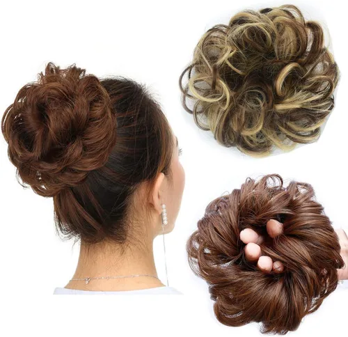 Vista 10 de Cabello sintético despeinado, grueso, extensiones para coleta, cabello recogido