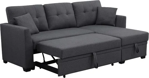 Vista 5 de Alexent Sofá cama con cama extraíble, diván de almacenamiento, sofá seccional pequeño, sofá de sala de estar, sofá reversible de 3 plazas para sala