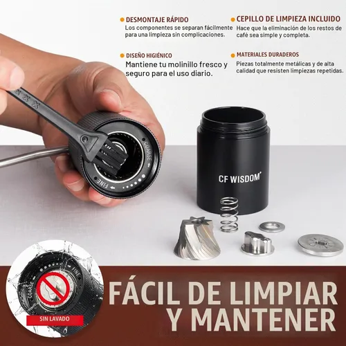 Vista 6 de Molinillo de café manual portátil con rebabas cónicas de acero