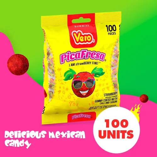 Vista 6 de Vero Pica Gomas - Gomitas de sabor chile, caramelo mexicano, 100 piezas, 1 libra, 5.15 onzas