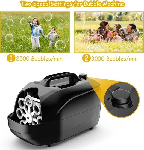 Vista 5 de Bubble Machine, Automatic Bubble Maker for Kids, Portable Bubble Blower for Outdoor Indoor Party Wedding, Bubble Blower Machine Powered by USB or