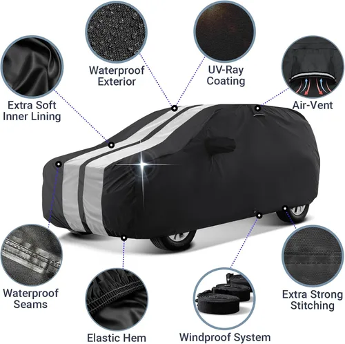 Vista 3 de iCarCover Premium Plus Cubierta impermeable para SUV para todo tipo de clima, cubiertas de coche con protección UV para Blazer K5, LR3, LR4, Tahoe