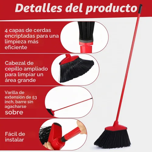 Vista 3 de Nuogo 8 escobas angulares comerciales con mango de metal recubierto