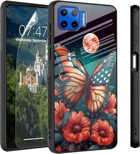 Vista 67 de Funda para Motorola Moto Edge 2022, cubierta trasera de vidrio templado con protector de pantalla, funda protectora a prueba de golpes para Motorola