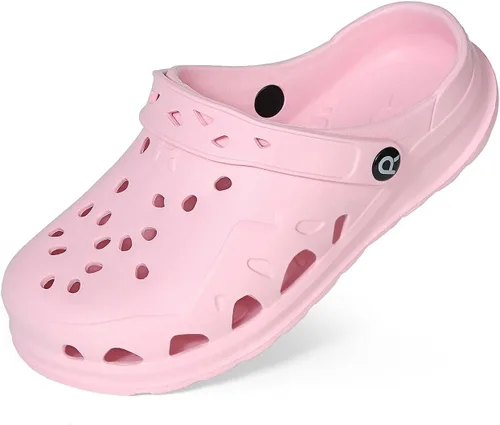 Vista 15 de HEVA Zuecos de jardín para mujer adulta, pantuflas clásicas sin cordones, sandalias deportivas de secado rápido