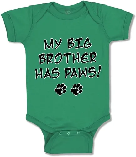 Vista 9 de Baby Bodysuit My Big Brother Has Paws Dog Lover Pet Boy & Girl Baby Clothes Solo un diseño blanco