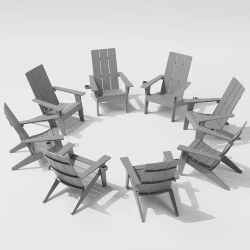 Vista 36 de MXIMU Silla Adirondack moderna resistente a la intemperie con portavasos, sillas de gran tamaño para hogueras Adorondic de plástico al aire libre