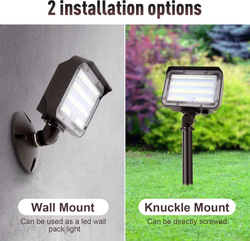 Vista 6 de Luz de inundación LED de 60 W con nudillo, luz de inundación al aire libre, fotocélula del atardecer al amanecer, 5000 K, 7800 lm, AC100-277 V