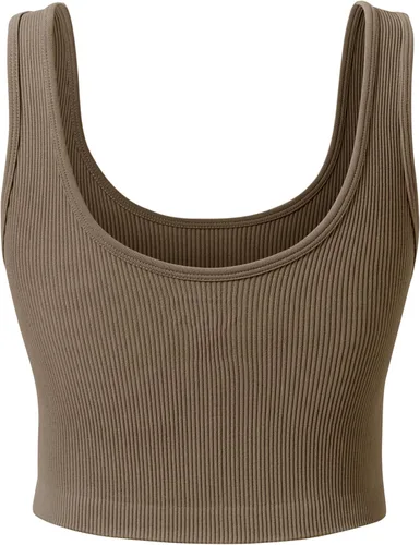 Vista 8 de Camiseta corta básica casual para mujer, sin mangas, para entrenamiento y yoga