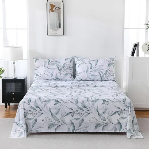 Vista 66 de Yibeizi - Juego de sábanas con estampado floral para cama de tamaño queen, sábanas de microfibra con patrón botánico boho, fundas para almohada