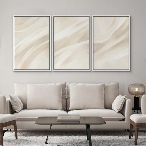 Vista 425 de SIGNWIN Lienzo enmarcado para pared, juego de arte neutro de bosque brumoso, ilustraciones en tono tierra, arte moderno, decorativo, bohemio