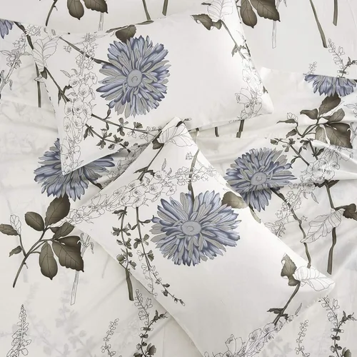 Vista 4 de Wake In Cloud - Sábanas florales, 100% algodón, juego de sábanas de 4 piezas, ropa de cama estética vintage con diseño botánico de flores shabby