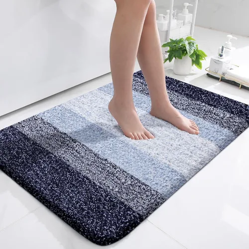 Vista 2 de OLANLY Juego de 2 alfombras de baño y alfombras de baño ombré, tamaño 36 x 24 pulgadas y juego de alfombras de baño 30 x 20 + 24 x 20 pulgadas